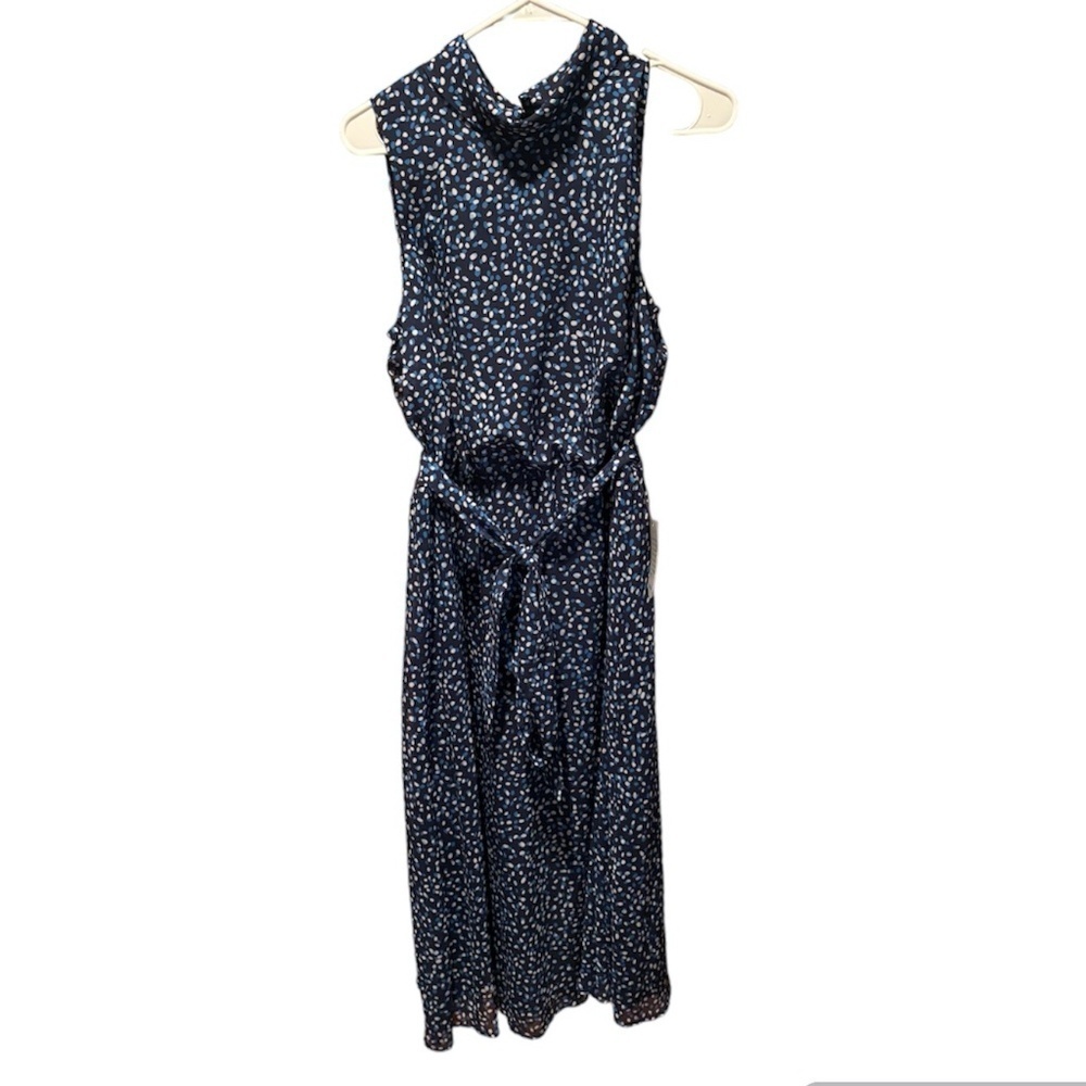 Harper Rose Dot Print Sleeveless Midi Dress in Navy Size 12 NWT